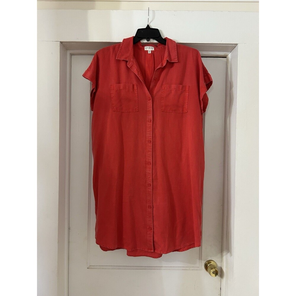 Wonderly Women’s Cap Sleeve Button Down Shirt dress Red Size XL Casual Patriotic